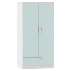 Armoire pour enfants Sandnes 123 x 60 x 40 cm blanc vert menthe en.casa