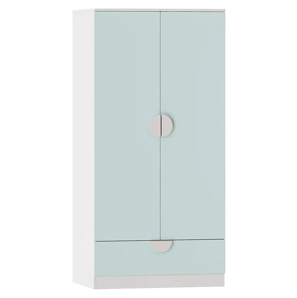Armoire pour enfants Sandnes 123 x 60 x 40 cm blanc vert menthe en.casa