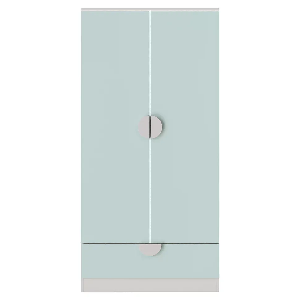 Armoire pour enfants Sandnes 123 x 60 x 40 cm blanc vert menthe en.casa
