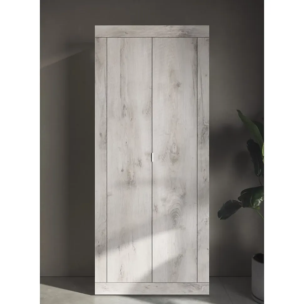 Armoire pour entrée de maison, collection ISORA, coloris chene blanc