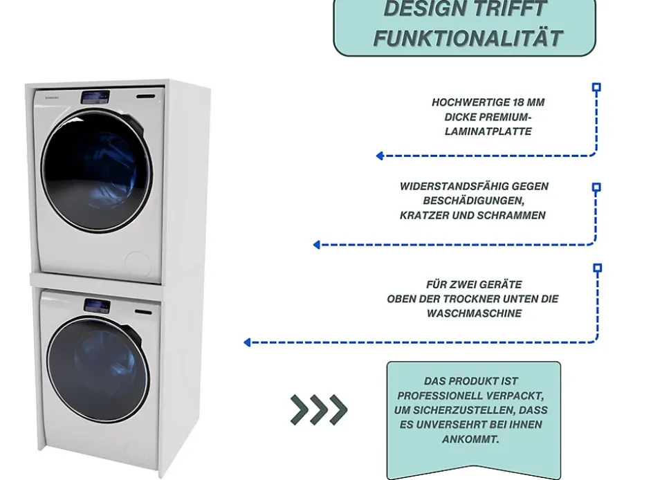 Armoire pour machine à laver et sèche-linge RAUMHIRSCH Meuble compact pour laverie