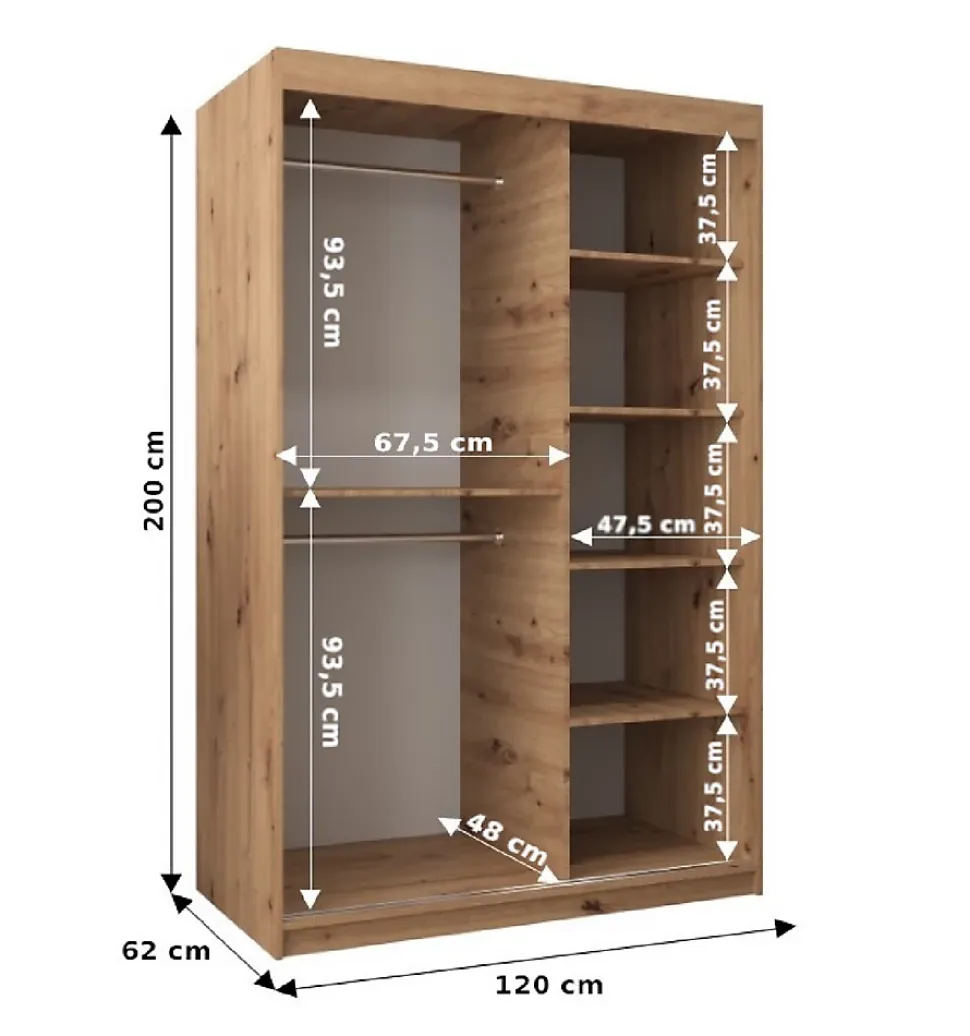 Armoire Promo V2 a portes coulissantes H. 200 x L. 120 x P. 62 2 portes