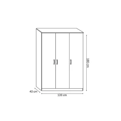 Armoire REY 3 portes Chene clair 5 étagères Style scandinave