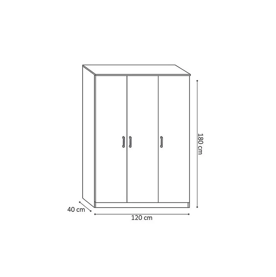 Armoire REY 3 portes Chene clair 5 étagères Style scandinave