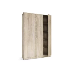Armoire REY 3 portes Chene clair 5 étagères Style scandinave