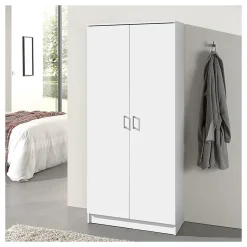Armoire REY 2 portes 80x180 cm Blanc Moderne