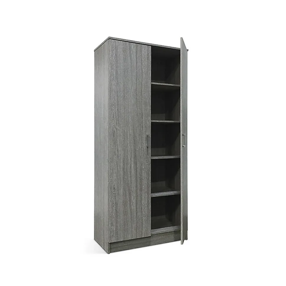 Armoire REY 2 portes 80x180 cm Chene gris Style scandinave