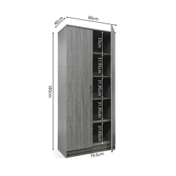 Armoire REY 2 portes 80x180 cm Chene gris Style scandinave