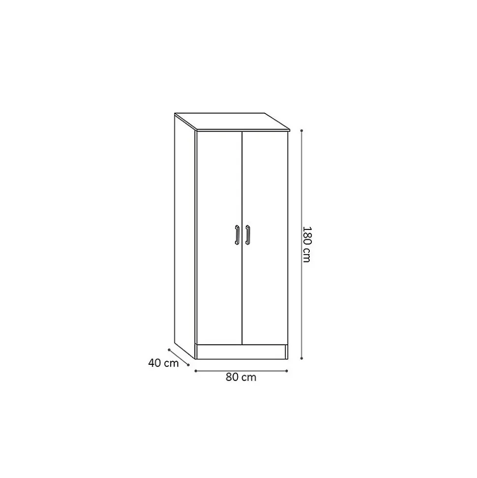 Armoire REY 2 portes 80x180 cm Chene clair Style scandinave