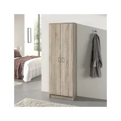 Armoire REY 2 portes 80x180 cm Chene clair Style scandinave