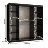Armoire Rubino T a portes coulissante H. 200 x L. 180 x P. 62, 2 portes