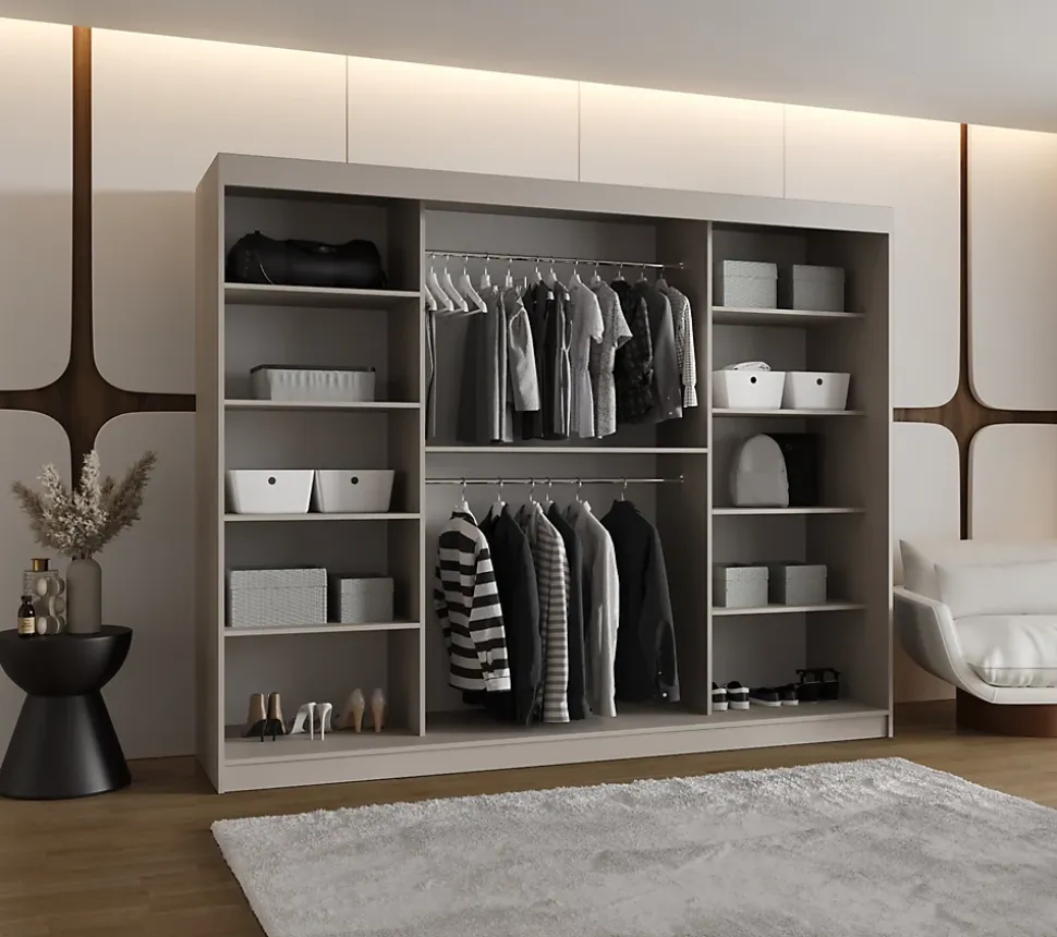 Armoire Rubino V2 a portes coulissante H. 200 x L. 250 x P. 62, 3 portes