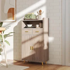 Armoire Salle de Bain avec Miroir HD Antibuée, avec Lumière LED Couleur,Luminosité Réglables,avec Double Porte et Étagères(Gris)