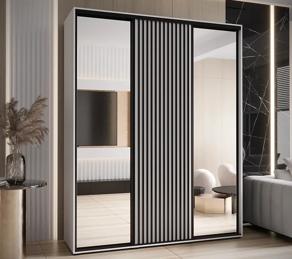 Armoire Sapporo 2 a portes coulissantes H. 205,2 x L. 200 x P. 45 3 portes