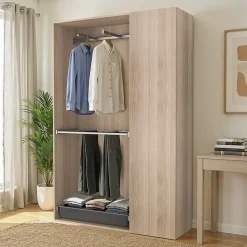 Armoire semi-ouverte effet chêne GoodHome Atomia H. 225 x L. 150 x P. 45 cm