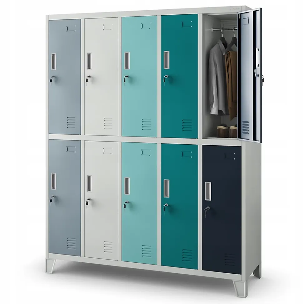 Armoire sociale à 10 portes BARTEK, 1360 x 1720 x 450 mm multicolore