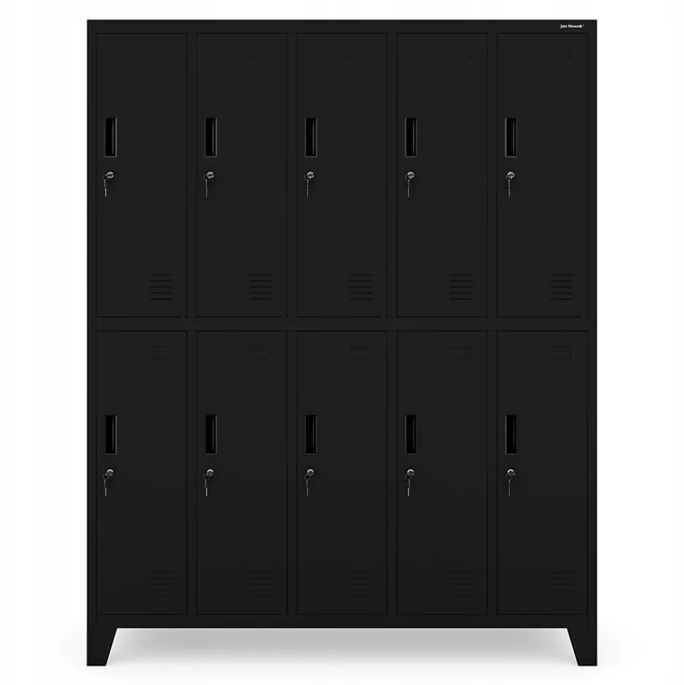 Armoire sociale à 10 portes BARTEK, 1360 x 1720 x 450 mm noir