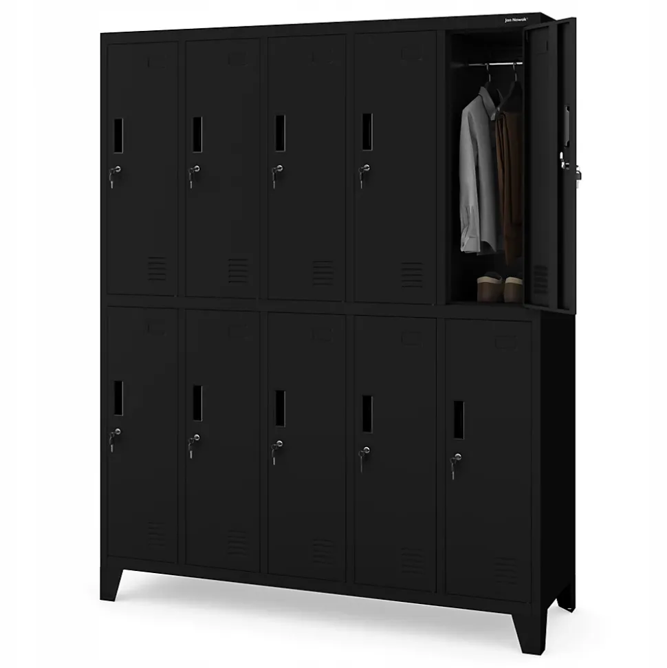 Armoire sociale à 10 portes BARTEK, 1360 x 1720 x 450 mm noir