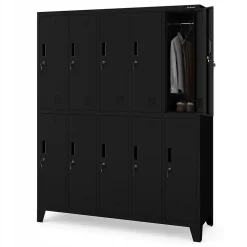Armoire sociale à 10 portes BARTEK, 1360 x 1720 x 450 mm noir