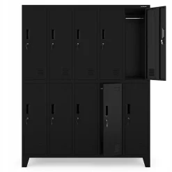 Armoire sociale à 10 portes BARTEK, 1360 x 1720 x 450 mm noir