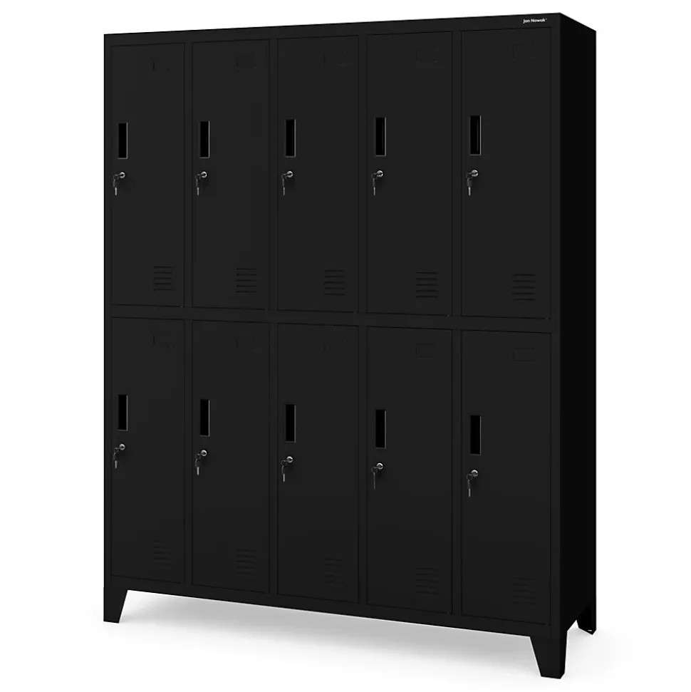Armoire sociale à 10 portes BARTEK, 1360 x 1720 x 450 mm noir