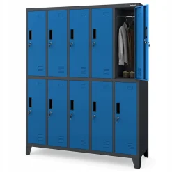 Armoire sociale à 10 portes BARTEK, 1360 x 1720 x 450 mm bleu