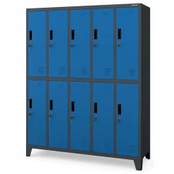 Armoire sociale à 10 portes BARTEK, 1360 x 1720 x 450 mm bleu