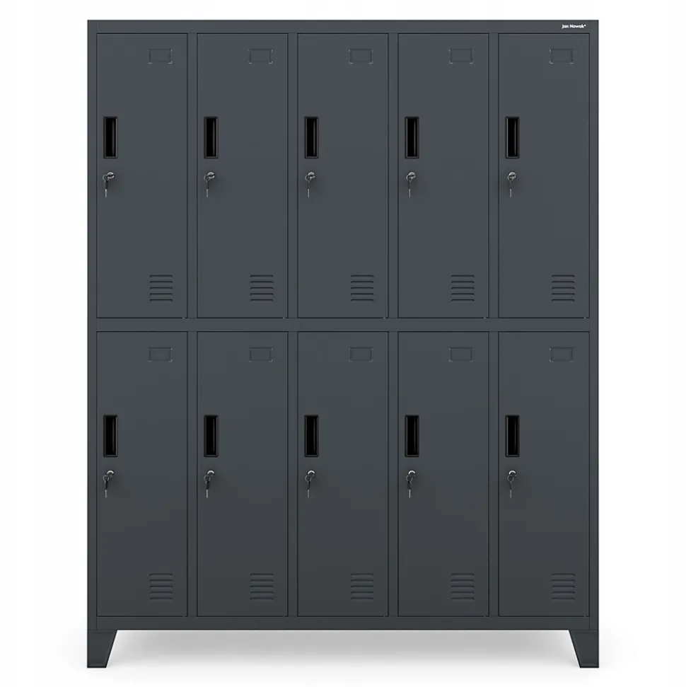 Armoire sociale à 10 portes BARTEK, 1360 x 1720 x 450 mm anthracite