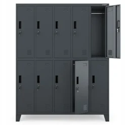Armoire sociale à 10 portes BARTEK, 1360 x 1720 x 450 mm anthracite