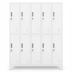Armoire sociale à 10 portes BARTEK, 1360 x 1720 x 450 mm blanc