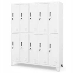 Armoire sociale à 10 portes BARTEK, 1360 x 1720 x 450 mm blanc