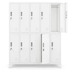 Armoire sociale à 10 portes BARTEK, 1360 x 1720 x 450 mm blanc