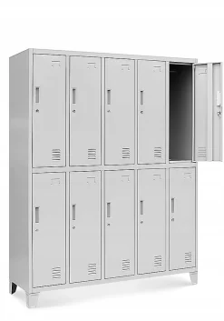 Armoire sociale à 10 portes BARTEK, 1360 x 1720 x 450 mm gris