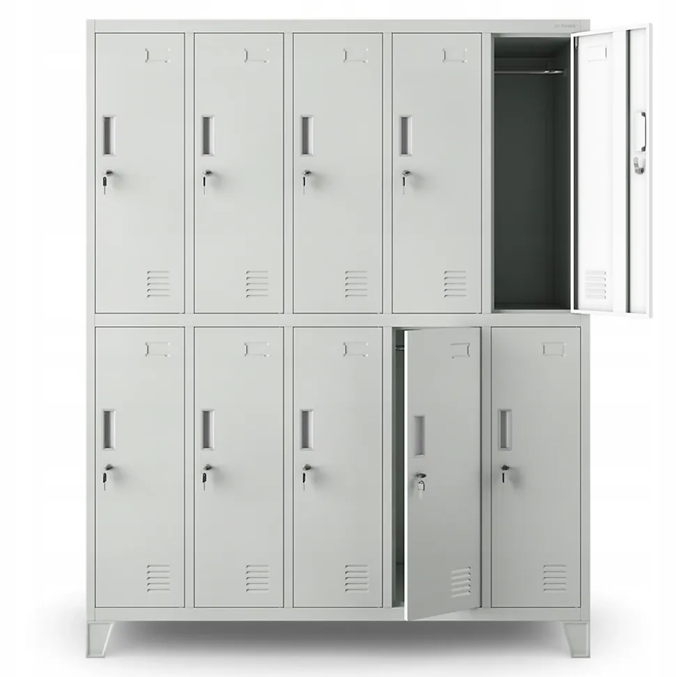 Armoire sociale à 10 portes BARTEK, 1360 x 1720 x 450 mm gris