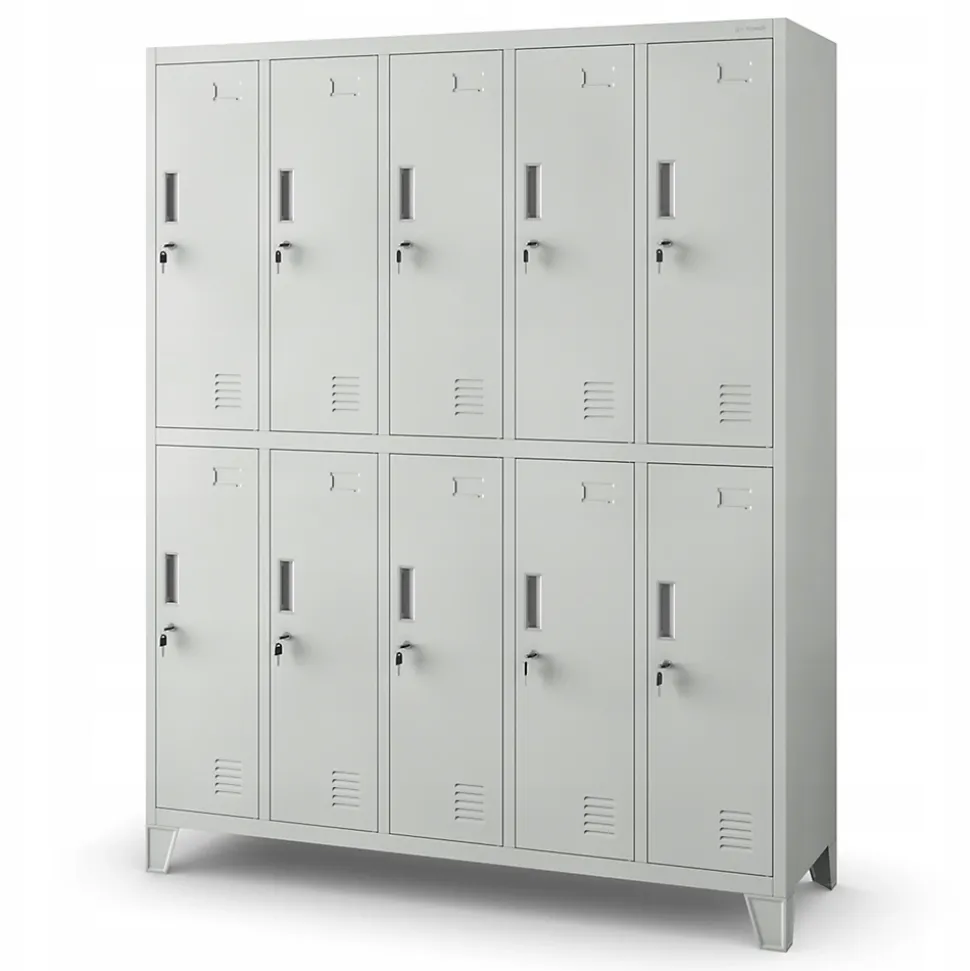 Armoire sociale à 10 portes BARTEK, 1360 x 1720 x 450 mm gris