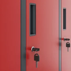 Armoire sociale à 10 portes BARTEK, 1360 x 1720 x 450 mm rouge