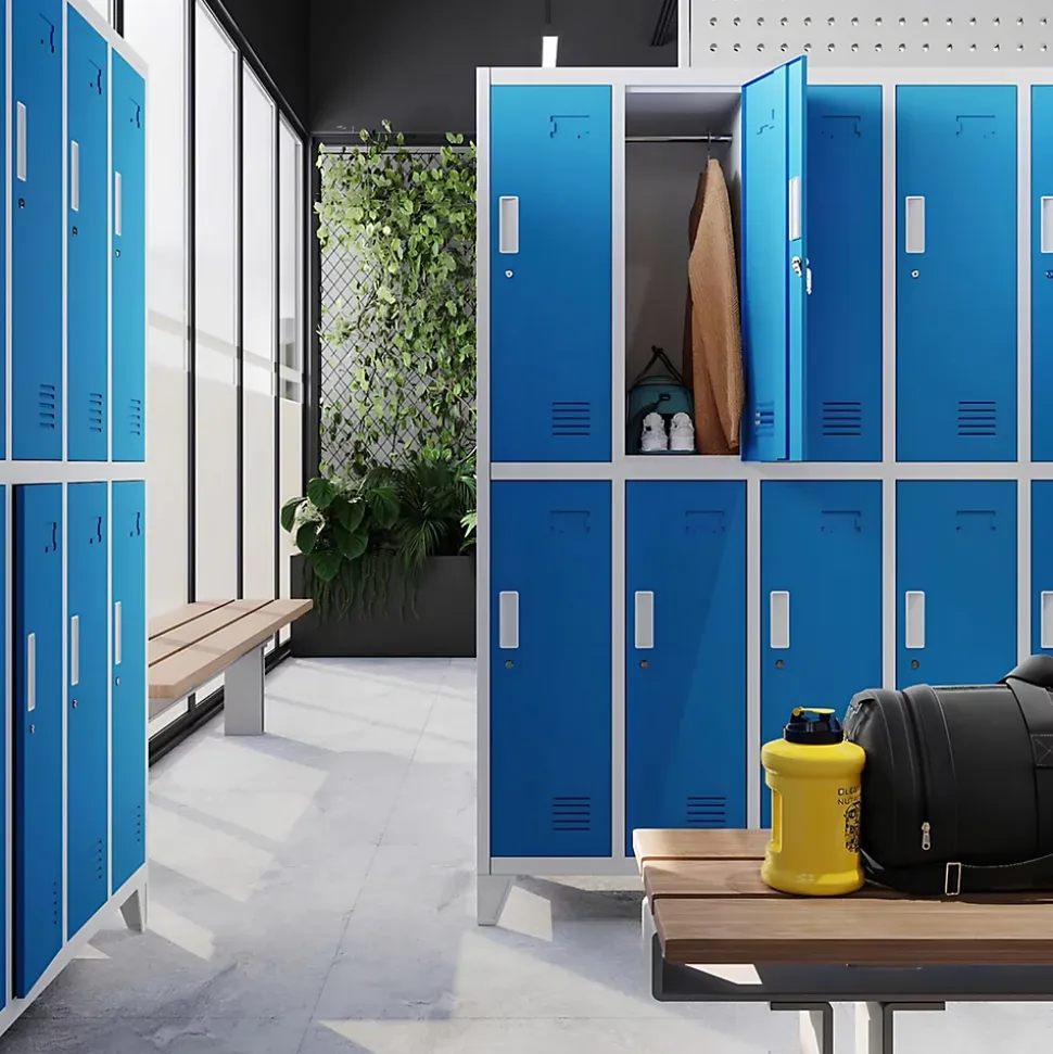 Armoire sociale à 10 portes BARTEK, 1360 x 1720 x 450 mm bleu