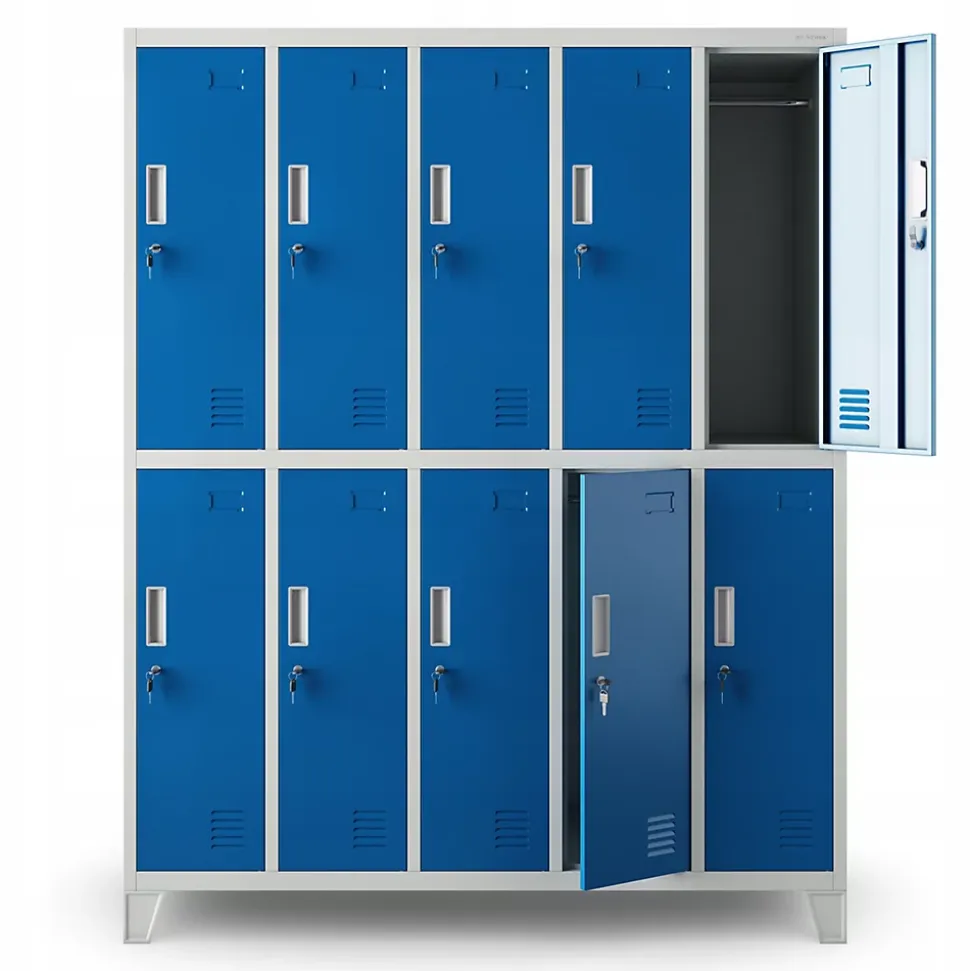 Armoire sociale à 10 portes BARTEK, 1360 x 1720 x 450 mm bleu