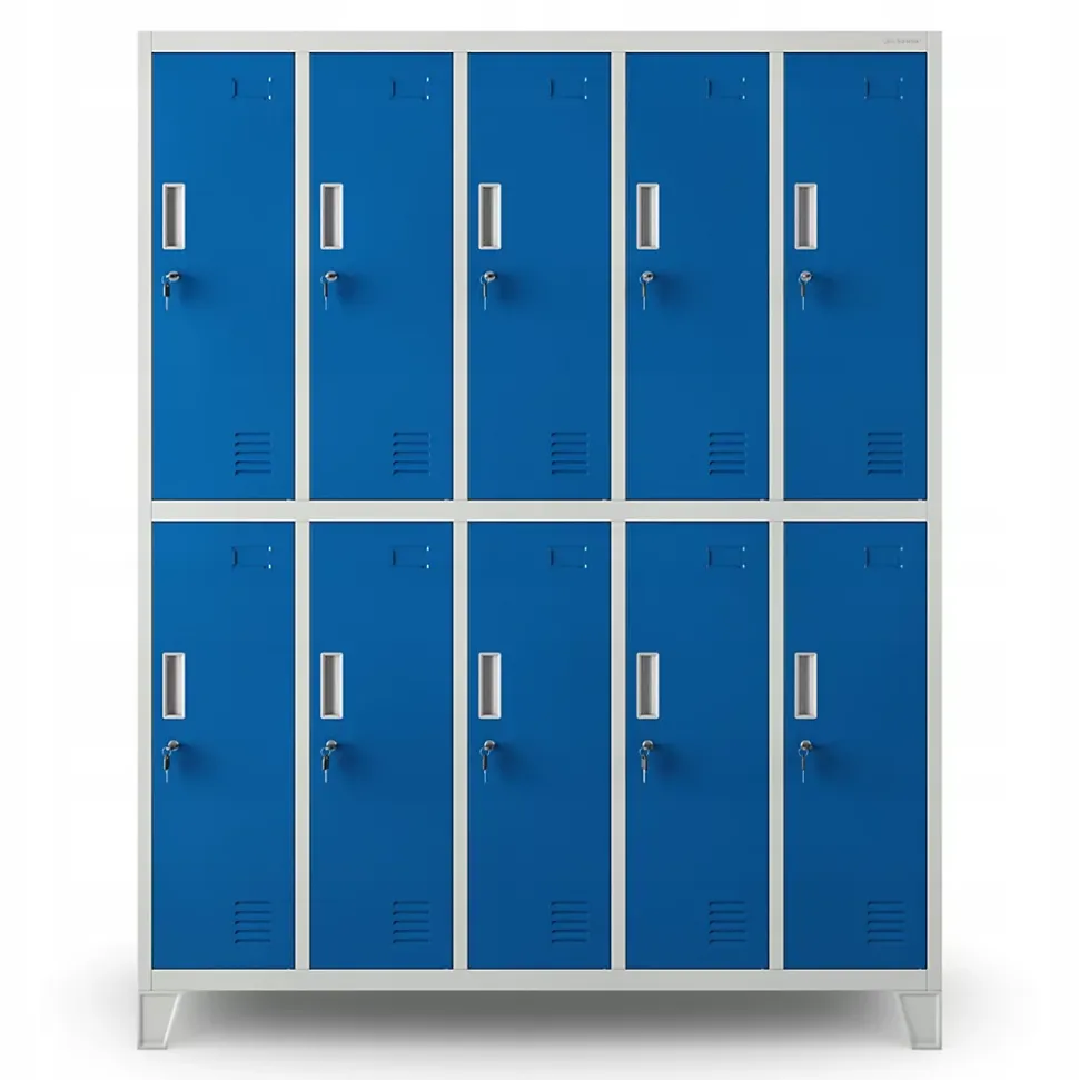 Armoire sociale à 10 portes BARTEK, 1360 x 1720 x 450 mm bleu