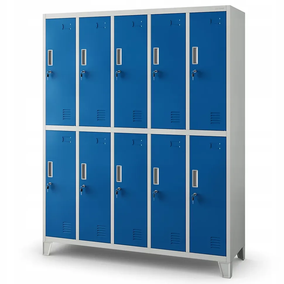 Armoire sociale à 10 portes BARTEK, 1360 x 1720 x 450 mm bleu