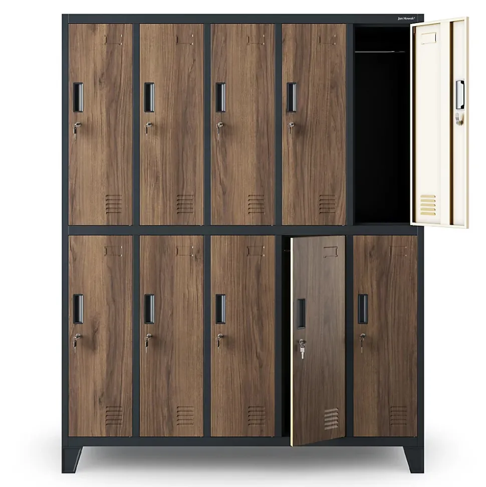 Armoire sociale à 10 portes BARTEK, 1360 x 1720 x 450 mm bronze