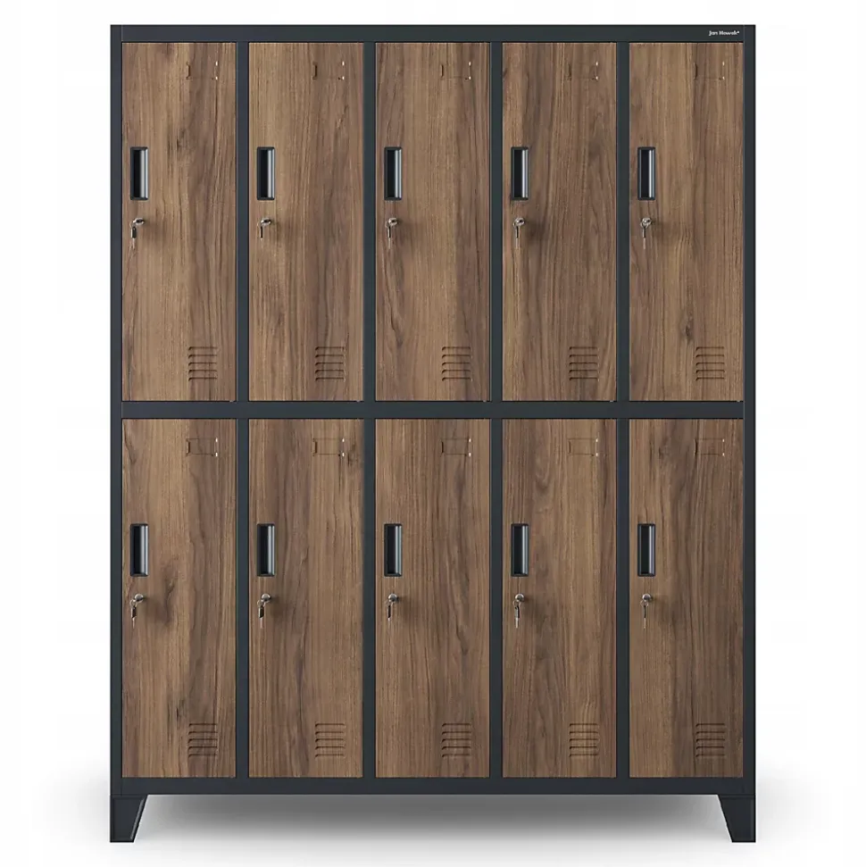 Armoire sociale à 10 portes BARTEK, 1360 x 1720 x 450 mm bronze