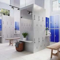 Armoire sociale BHP IGOR, 900 x 1850 x 450 mm bleu