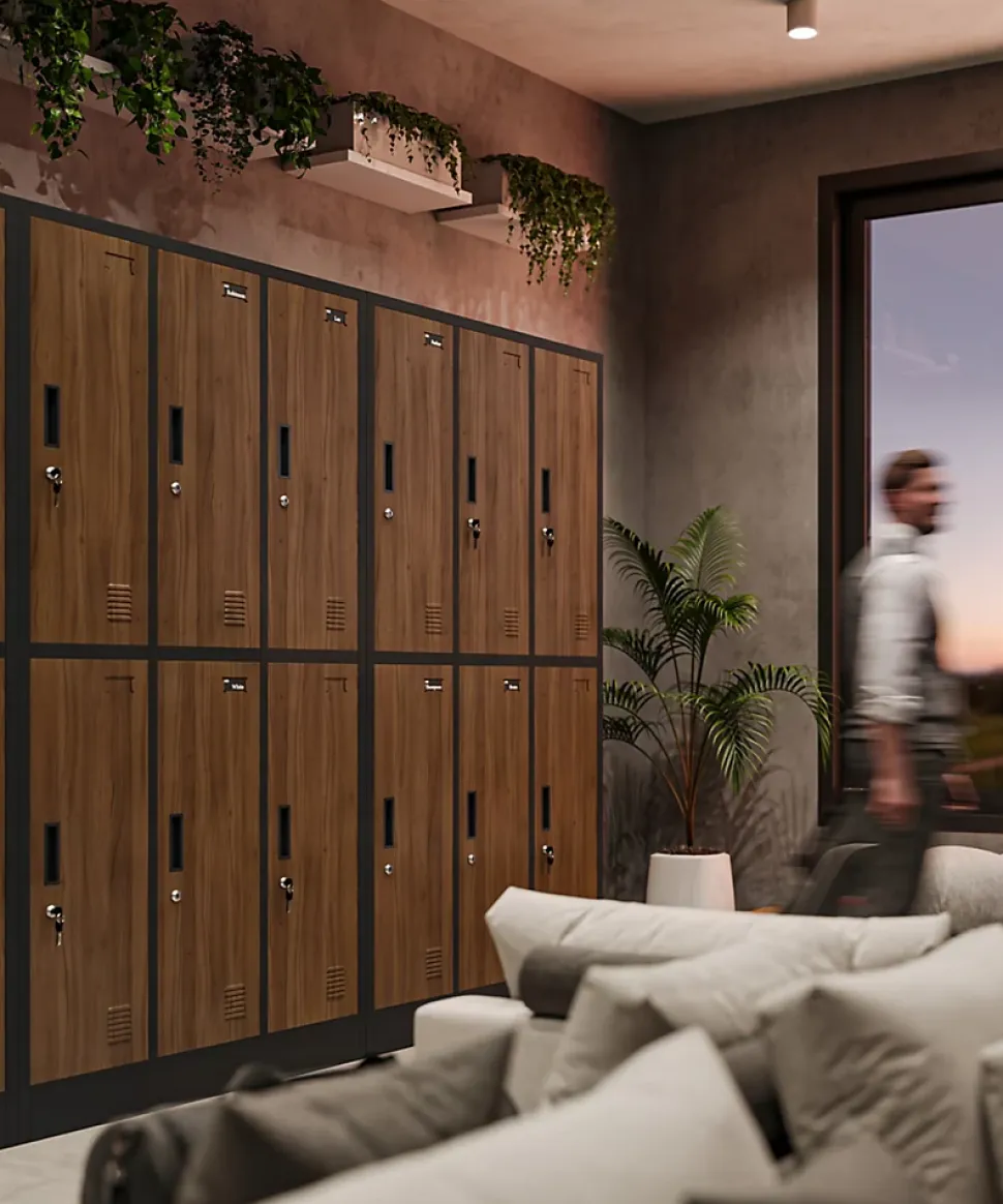 Armoire sociale BHP IGOR, 900 x 1850 x 450 mm bronze