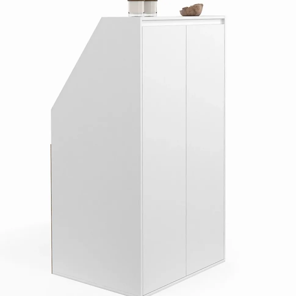 Armoire sous pente 2 portes TOMI 60 x 50 x 70/110 cm blanc