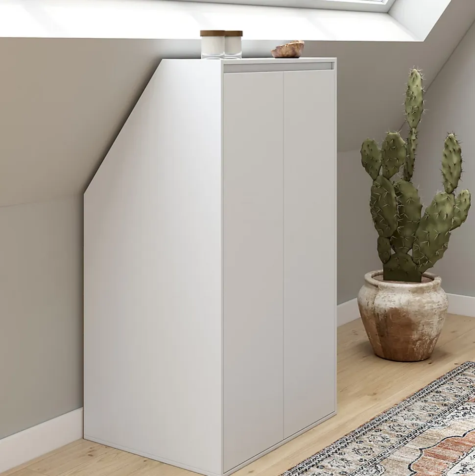 Armoire sous pente 2 portes TOMI 60 x 50 x 70/110 cm blanc