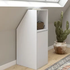 Armoire sous pente 1 porte et 1 niche TOMI 40 x 50 x 70/110 cm blanc