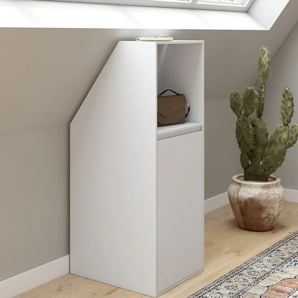 Armoire sous pente 1 porte et 1 niche TOMI 40 x 50 x 70/110 cm blanc