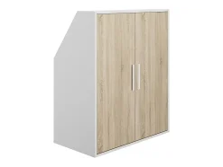 Armoire sous pente 2 portes - Blanc et naturel - ADEZIO