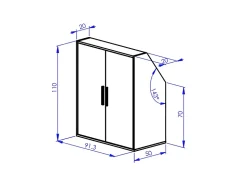 Armoire sous pente 2 portes - Blanc et naturel - ADEZIO